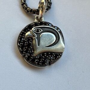 David Yurman - Cairo Falcon Amulet in Silver with Sapphire and Black Diamonds